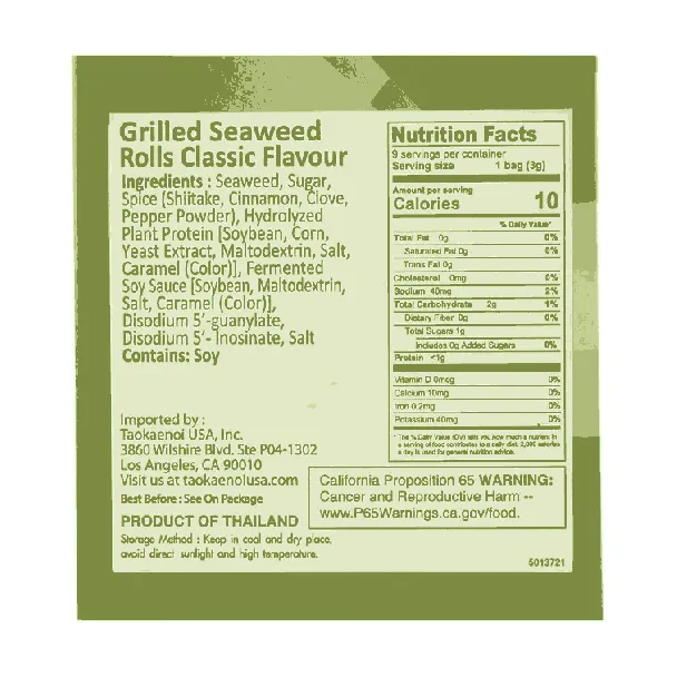 Big Roll Grilled Seaweed Roll Original Flavor, 9 Pieces 1.14 oz