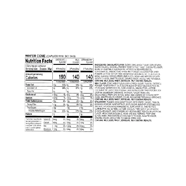 Calpico Mini Wafer Cone Chocolate & Milk & Strawberry Flavor 3.21oz [Supplement Daily Calcium Requirement]