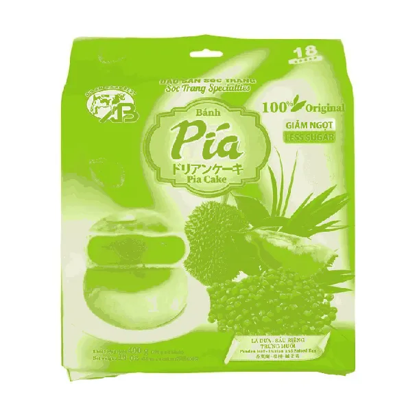 Durian Mung Bean Salted Egg Pia Cake,Pandan Flavor ,Less Sugar,14 oz