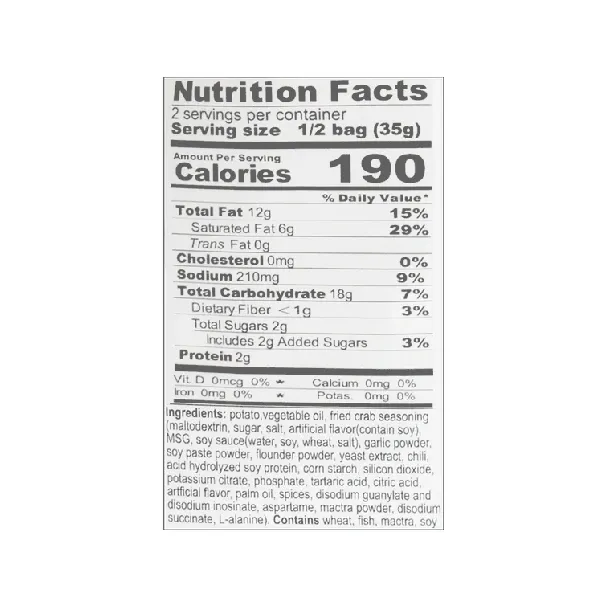 Fried Crab Flavor Potato Chips, 2.46oz[Packing May Vary] *5【5 Packs】