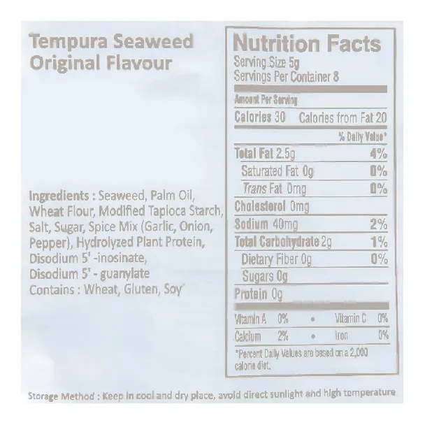 Hi Tempura Seaweed Snacks Original Flavor,1.41 oz