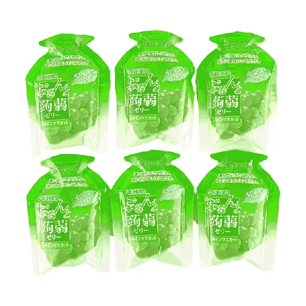 Konjac Jelly Pouch,Shine Muscat Flavor,6 pieces 4.23 oz【0 Fat Low Calories】
