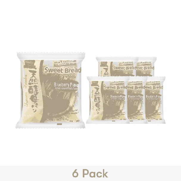 Natural Yeast Baked Wheat Bread ,Japanese Dessert,Blueberry Flavor,2.82oz*6【6 Packs】