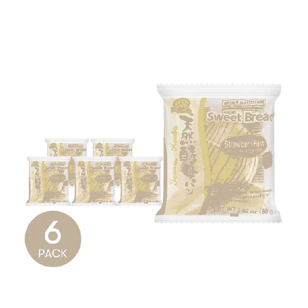 Natural Yeast Baked Wheat Bread ,Japanese Dessert,Strawberry Flavor,2.82oz*6【6 Packs】