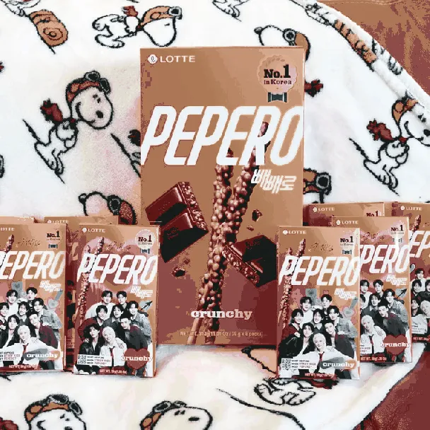 PEPERO Crunchy Chocolate Biscuit Stick, 【8 packs in 1 box】11oz【Stray Kids Pick】【Packing May Vary】