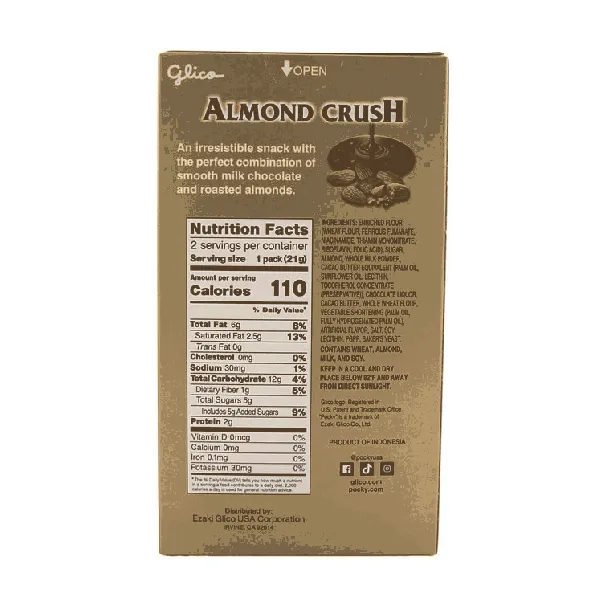 Pocky Almond Crush Chocolate Cream Covered Biscuits Sticks, 1.45oz