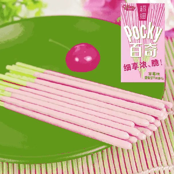 Pocky Strawberry Cream Covered Biscuit Sticks,Family Pack 9 Packs 3.81 oz