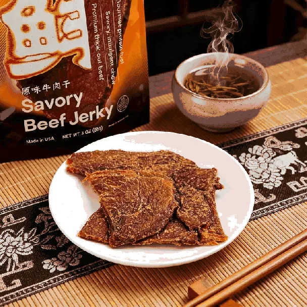 Savory Beef Jerky,Premium Thick-Cut Beef, Original+Spicy Flavor, 3oz*2【2 Combo Packs】【Low Calories,Gourmet Protein Fuel】