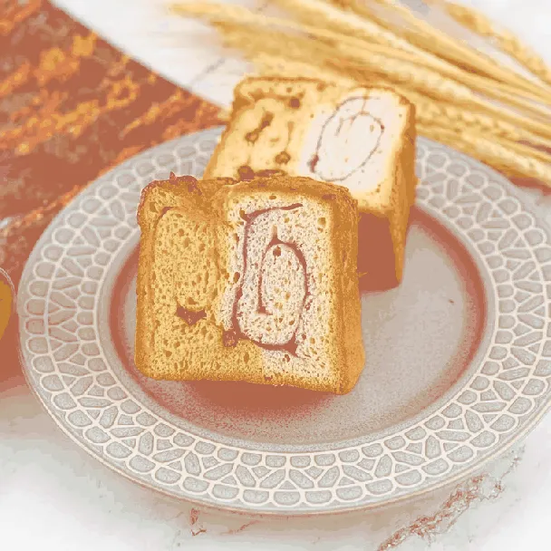 Taro Paste And Chicken Floss Thick Cut Toast 6 Pieces 16.9 oz 【Red Bean Included】