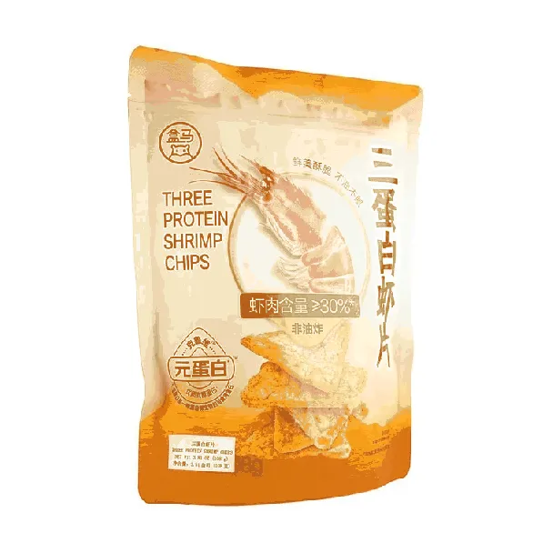 Three Egg White Shrimp Chips, 3.81 oz【Shrimp Meat Content ≥30%] [Healthy, Non-Fried, High Fiber And High Protein】